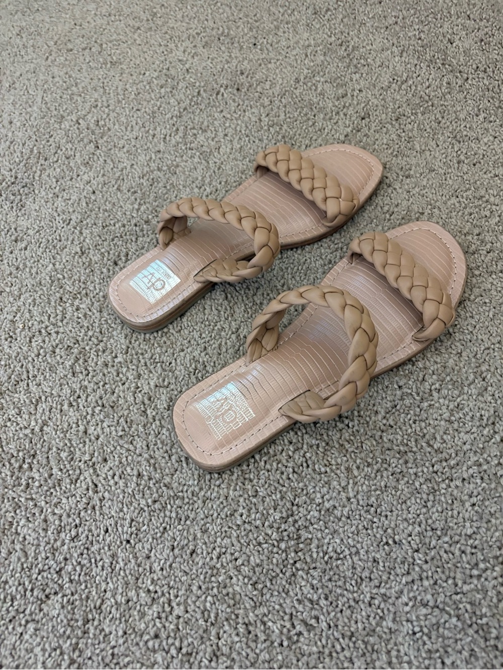 Dolce Vita Braided Double-Strap Slide Sandals in Nude Tan